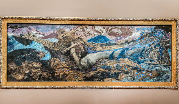 The Demon downcast by Mikhail Vrubel. Exhibition in the New Tretyakov Gallery, Moscow, Russia.