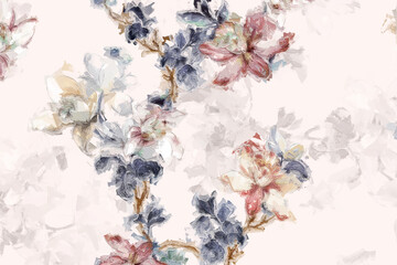 Beautiful oil painting flower bouquet illustration