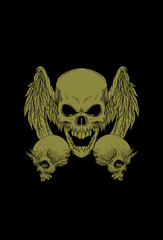 Skull and wing artwork illustration