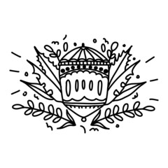 Vector illustration isolated on white background. Ramadan holiday, Islam redigiya. Flashlight