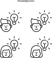 knowledge icons set isolated on white background. knowledge icon thin line outline linear knowledge symbol for logo, web, app, UI. knowledge icon simple sign.