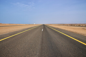 Fototapeta na wymiar The road on the coast of Red sea, Saudi arabia