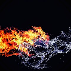 火と水が渦巻く抽象的な背景