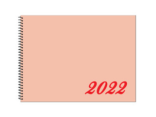 Kalender mit Deckblatt 2022 vor weißem Hintergrund