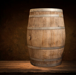 Obraz premium Wooden oak barrel isolated on white background