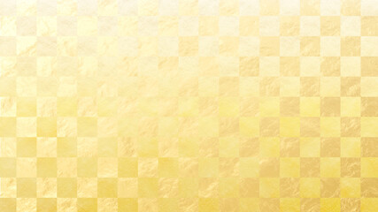 市松模様　金箔風　和柄背景素材（ゴールド）