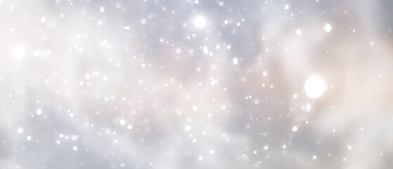 blue snowfall bokeh background, abstract snowflake background on blurred abstract blue