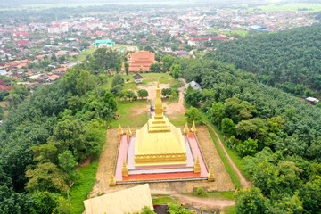 view of golden stupa at mount high in Luang nam tha province, north of Lao pdr.