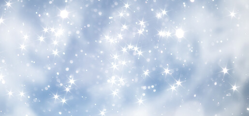blue snowfall bokeh background, abstract snowflake background on blurred abstract blue