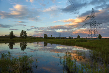 Fototapeta na wymiar Beautiful reflection of the sky in a pond