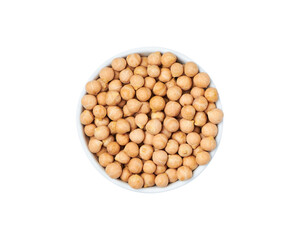 Chickpea in white bowl isolated on white background.
