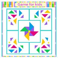 Education logic game for kids. Connect the details and geometric shapes. Preschool worksheet activity. 