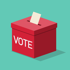 Putting vote into ballot box, Voting or inserting paper, Election concept, Simple flat colorful design for web site, logo, app, UI, Vector illustration