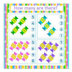 How many counting game. Learning Numbers Zero to Ten. Worksheet for preschool kids, kids activity sheet