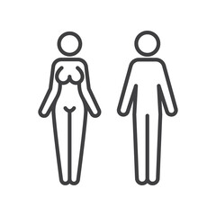 Vector line symbols woman and man. Isolated on white background.