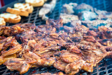 Grilled tasteful meat on a barbecue.