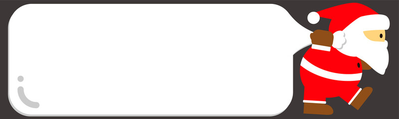 サンタクロースの袋がメッセージスペースになった黒色のバナー背景