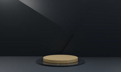 Empty Black 3d podium for cosmetic product display showcase. Best for cosmetic product presentation. Minimalistic 3d Render
