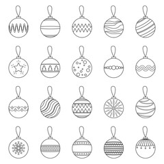 Collection of Christmas balls. Vector flat illustration isolated on white background