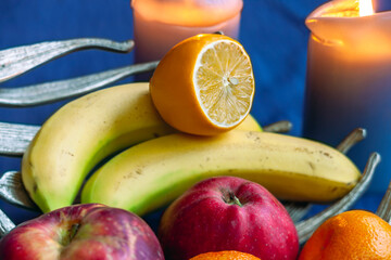 fruits and half of lemon