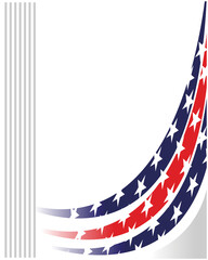 American flag symbols wave pattern background frame border with stars and copy  space for your text.	