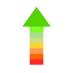 Rising arrow with colors symbolizing energy efficiency concept