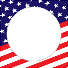 USA flag symbols is a decorative patriotic circle frame border design template with an empty space for your text.	
