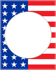 USA flag symbols is a decorative patriotic circle frame border design template with an empty space for your text.	
