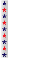 Fototapeta na wymiar Decorative border stripe divider with stars design element symbolizing the USA flag. 