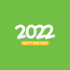 2022 Happy new year creative design background or greeting card with text. vectorr 2022 new year numbers isolated on green background
