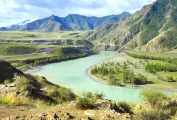 The confluence of Katun and Chuya in the Altai Mountains