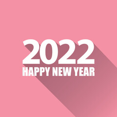 2022 Happy new year creative design background or greeting card with text. vectorr 2022 new year numbers isolated on pink background