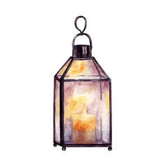 Christmas lantern in watercolor