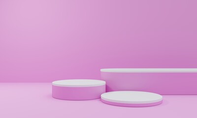 Empty Pink 3d podium for cosmetic product display showcase. Best for cosmetic product presentation. Minimalistic 3d Render