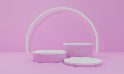 Empty Pink 3d podium for cosmetic product display showcase. Best for cosmetic product presentation. Minimalistic 3d Render