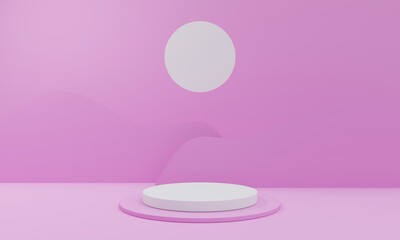 Empty Pink 3d podium for cosmetic product display showcase. Best for cosmetic product presentation. Minimalistic 3d Render
