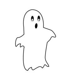 A ghost with big eyes and an open mouth