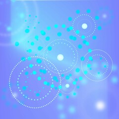 Neon Blue and purple Molecules Background with blurring particles