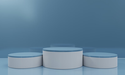 Empty Blue 3d podium for cosmetic product display showcase. Best for any product presentation. Minimalistic 3d Render