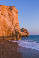 Fototapeta na wymiar Aphrodite rock at sunset - Paphos Cyprus