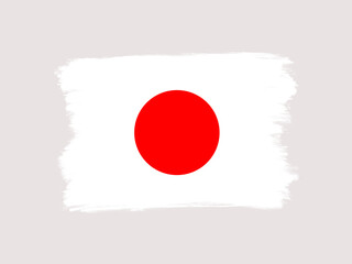 ドライブラシでデザインした日本国旗のシンボルアイコンイラスト