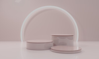 Empty 3d podium for cosmetic product display showcase. Best for any product presentation. Minimalistic 3d Render