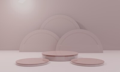 Empty 3d podium for cosmetic product display showcase. Best for any product presentation. Minimalistic 3d Render