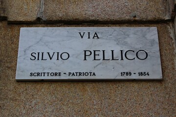 Italy: Road signal (Silvio Pellico Street).