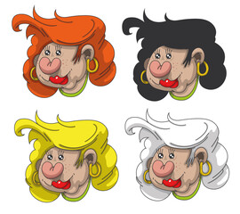 T&ecirc;te d'une femme avec plusieurs couleurs de cheveux