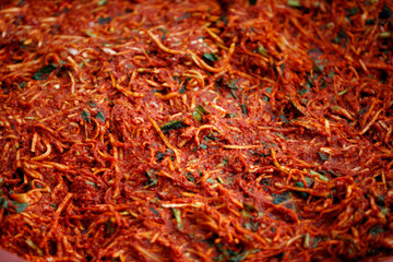 Fototapeta premium Deliciously mixed kimchi seasoning and ingredients 