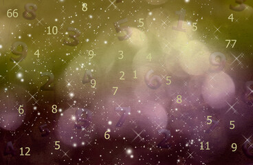 Numbers on a wall background, numerology
