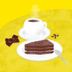 chocolate cake and coffee