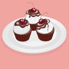 cupcake with cherries