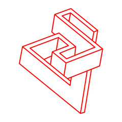 Impossible optical illusion shapes. Optical art objects. Impossible figures. Line art. Logo.